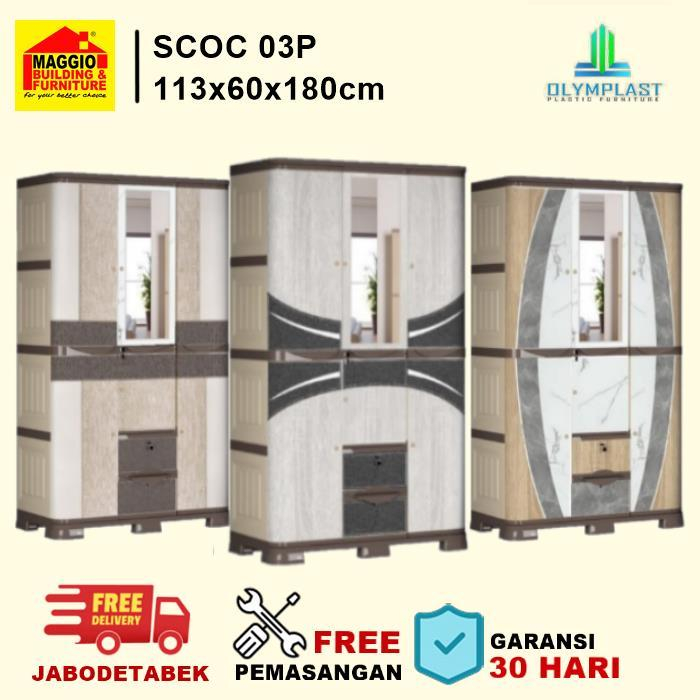 LEMARI PAKAIAN PLASTIK - LEMARI PLASTIK 3 PINTU - SCO - OLYMPLAST