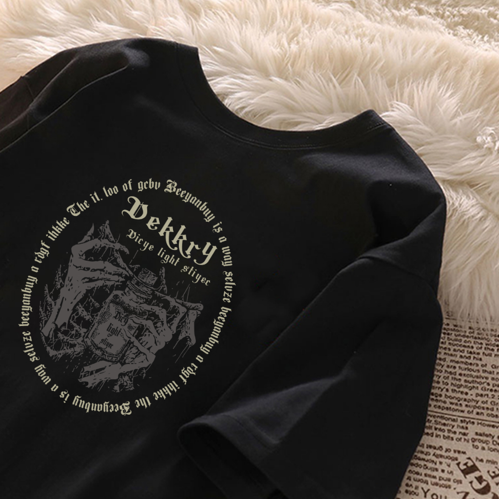 seoul_print T-shirt Hitam Washed Oversize Cotton  Kaos Lengan Pendek Wanita Korean Style Retro