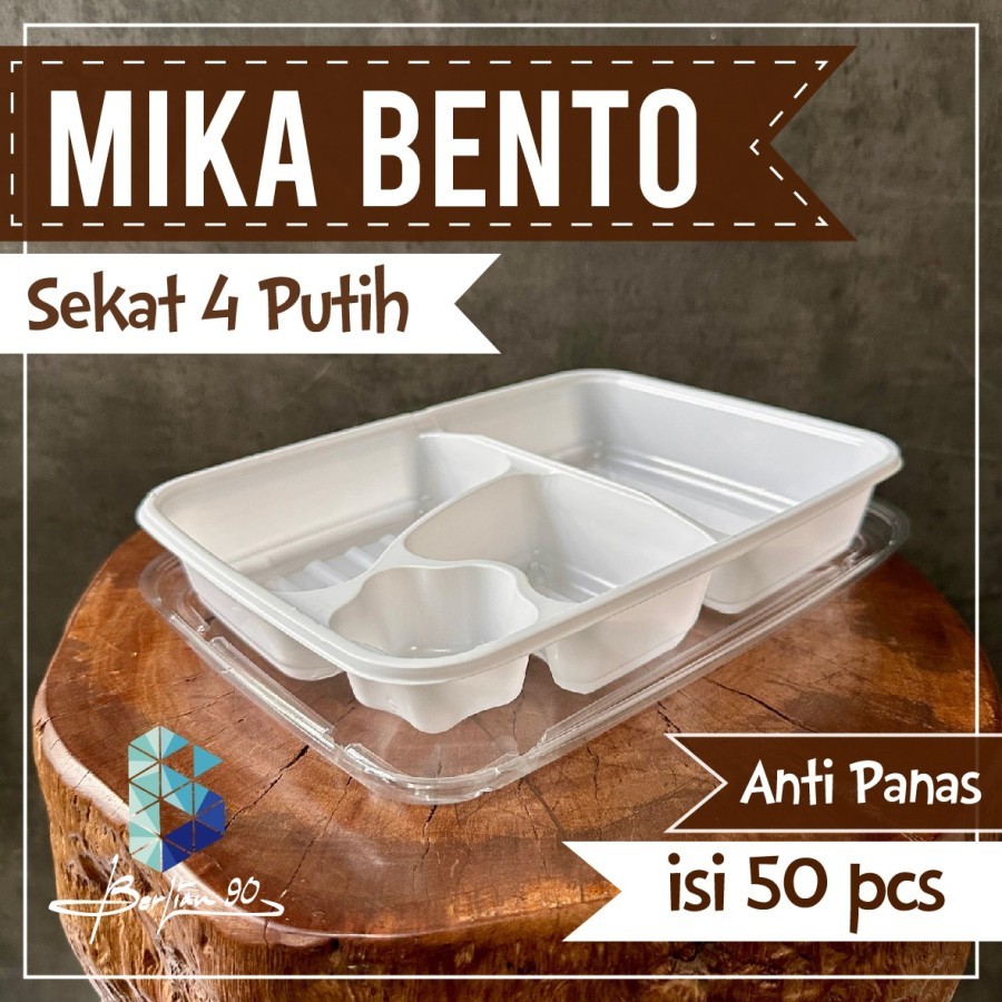 tray bento sekat 4/sekat 4 bento putih/mika bento anti panas/food tray bento sekat 4/tempat bekal be