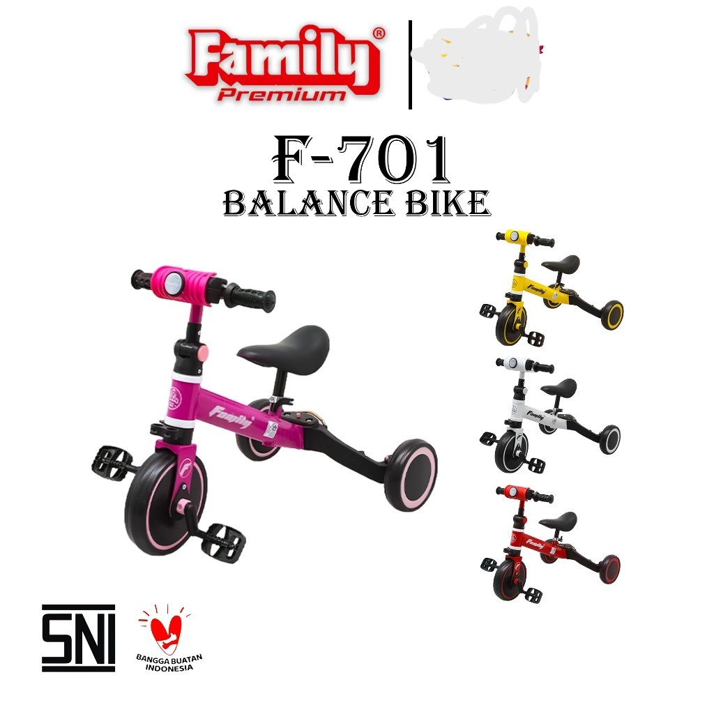 Pushbike Family 701 702 3in1 Balance bike tricyle roda tiga bayi anak balita belajar sepeda kado bal
