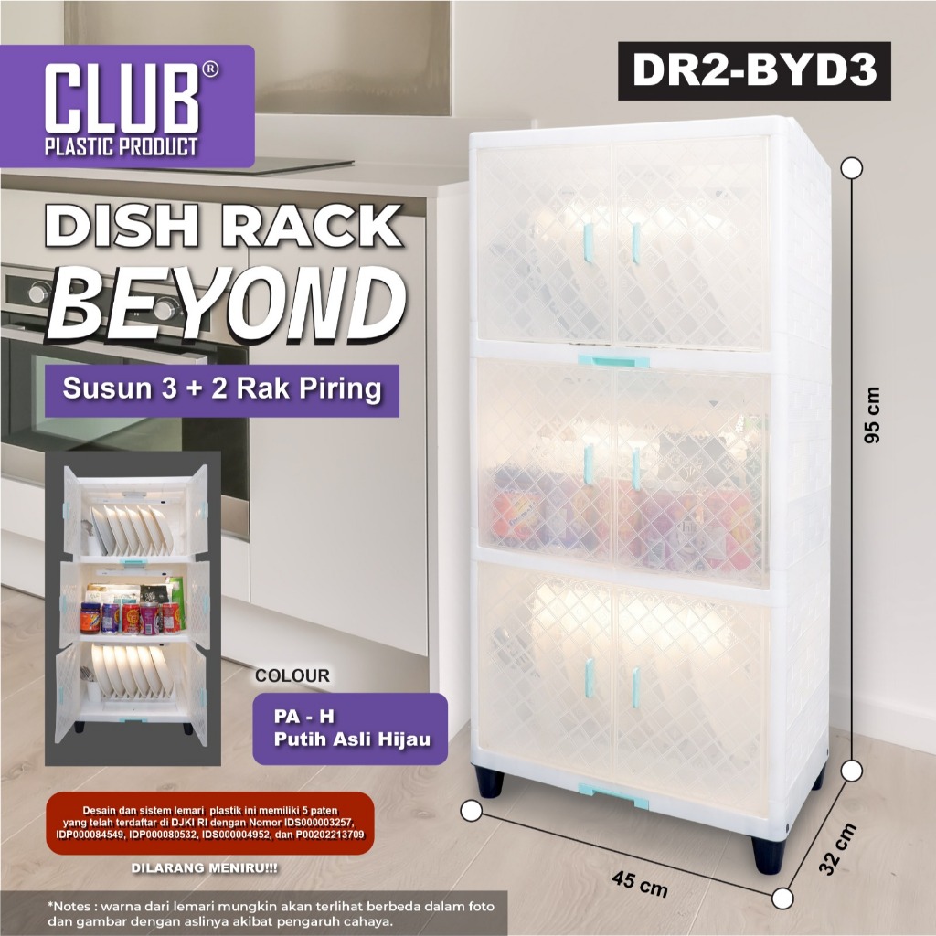 BEYOND DISH RACK - Rak Piring Susun 3 CLUB Plastik - Rak Piring Plastik bisa Dicopot Pasang