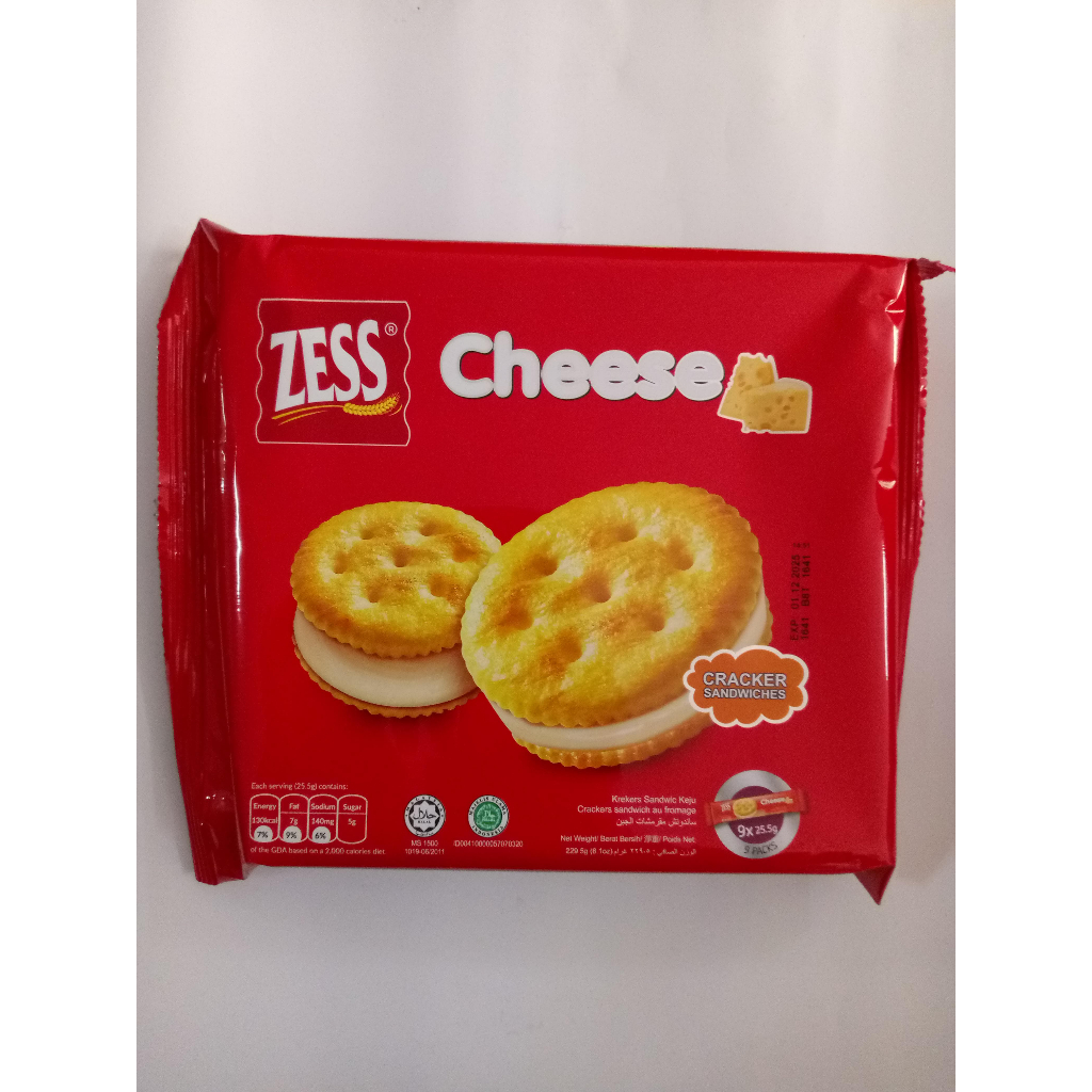 

Zess Biskuit Sandwich Bulat Peanut Butter / Cheese Biskuit Krim isi Selai Kacang / Keju