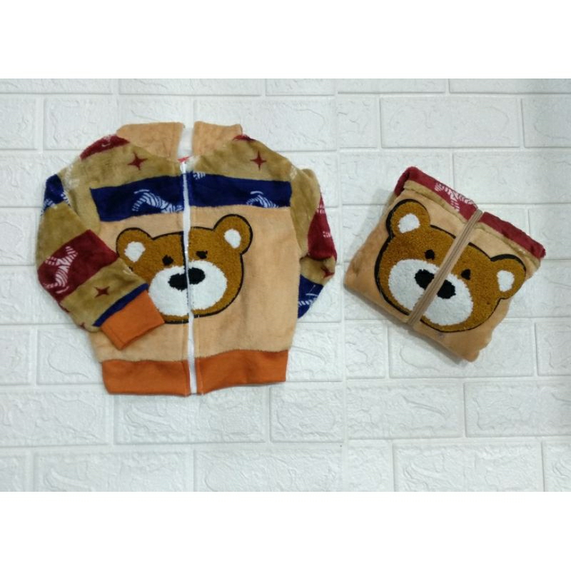 Jaket Bulu Anak Gambar Bordir
