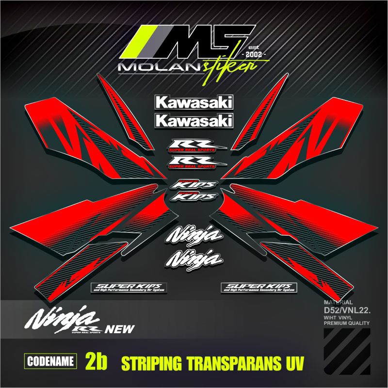 Decal Sticker Striping Variasi Tansparan Uv Ninja RR New 150 2Tak 2012-2017 Ninja RR SE Spesial Edis