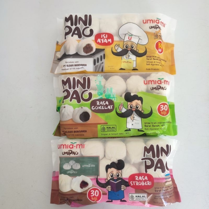 

UMIA-MI Minipao rasa coklat strawberry ayam sapi kacang hijau isi 30PCS UMIAMI