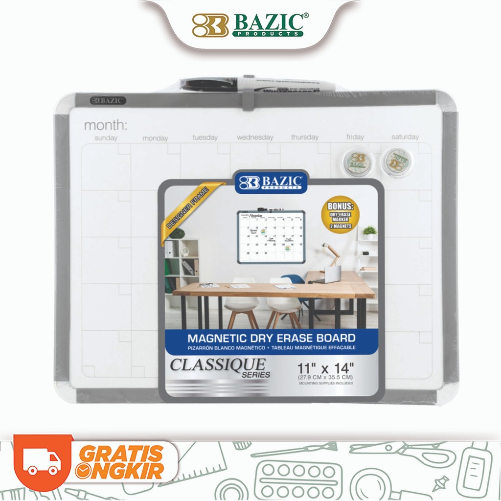 

Bazic Magnetic Dry Erase Calendar Board 11"x 14"- Papan Tulis Kalendar Jadwal