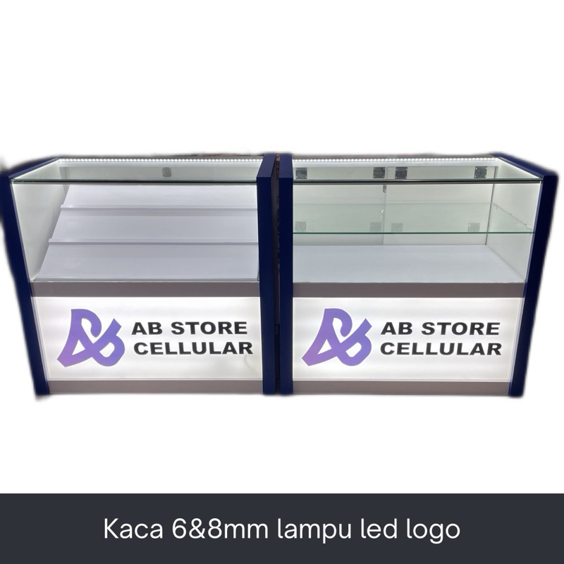 Etalase Toko Handphone - Kaca 8mm + Lampu LED + Finishing HPL - Display Showcase