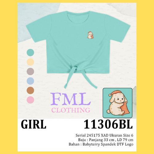 Lemone Girls 11306BL /Kaos Anak Perempuan Bahan Babyterry