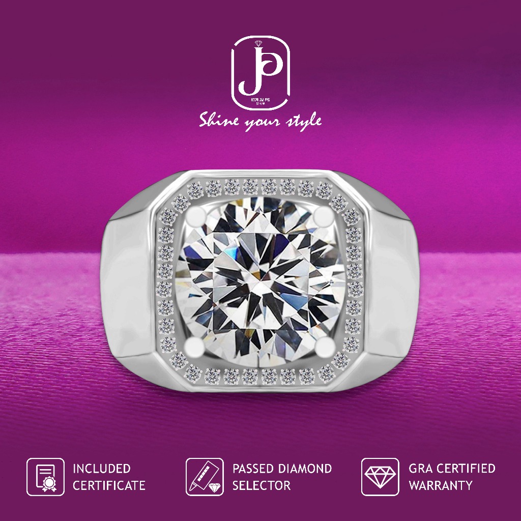 Kimjupe Cincin Moissanite Unisex Pria & Wanita Jade 5CT Silver 925 Lapis Emas18K ORI Certificate Cnm