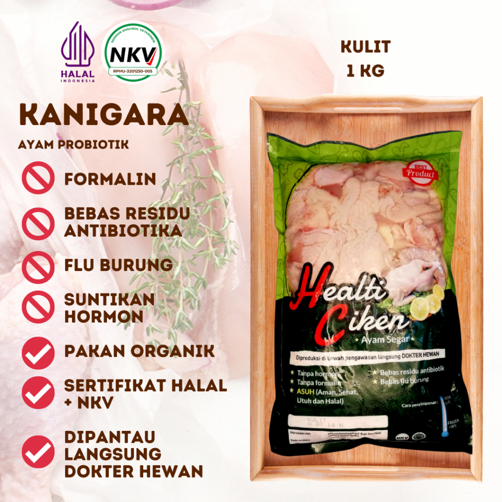 

HEALTI CIKEN KULIT AYAM ORGANIK PROBIOTIK HALAL NKV NON HORMON NON RESIDU 1 KG