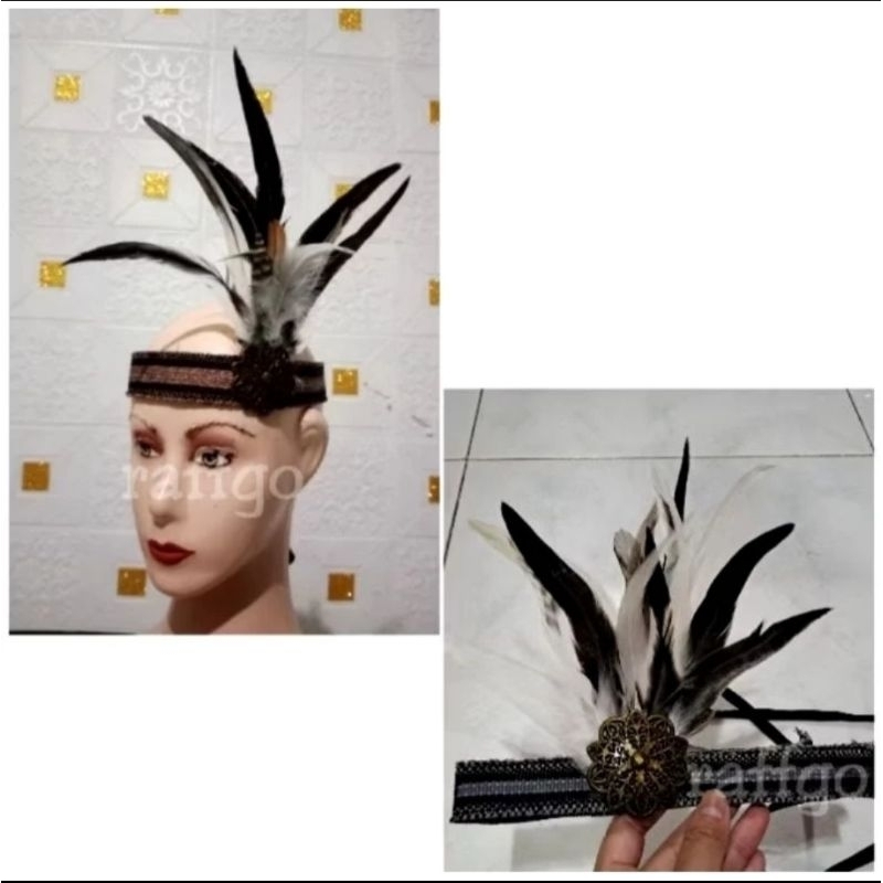 Topi adat papua anak bulu / bando adat dayak anak