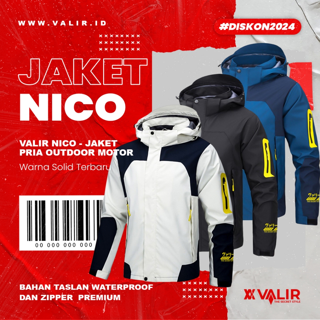 Valir Nico Jaket Parasut Pria Waterproof Anti AIr Keren
