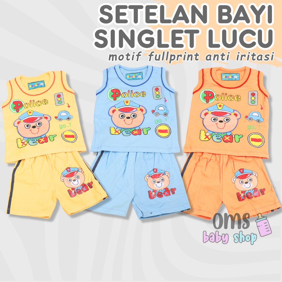 SNI Setelan Singlet Bayi Lucu / Setelan Kutung Bayi / Kaos Kutang Bayi Lucu Termurah