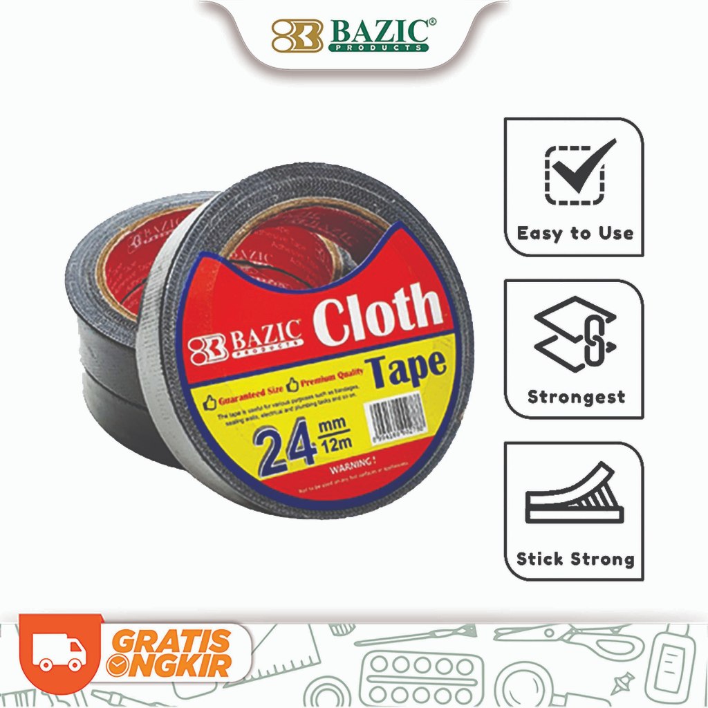 

Bazic Cloth Tape Hot Melt 24mm x 12m Black