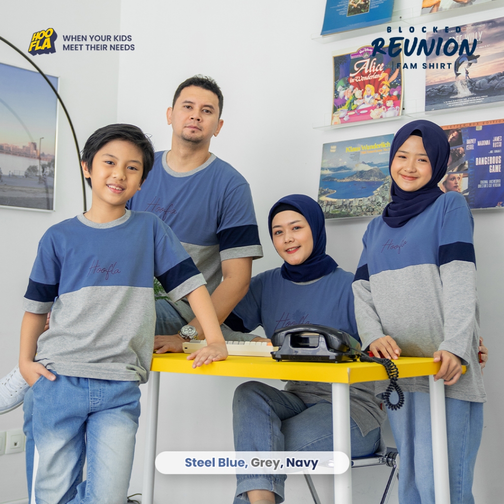 Hoofla Kaos Sarimbit Keluarga Ayah Ibu Anak Blocked Reunion Family