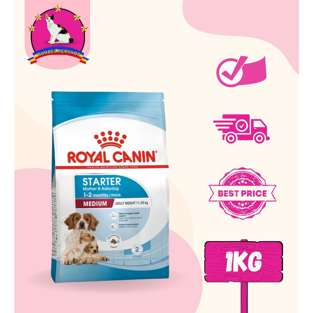 ROYAL CANIN MEDIUM STARTER MOTHER & BABY DOG 1KG Food Rc Bayi Anjing Makanan Kering Dry Royalcanin B
