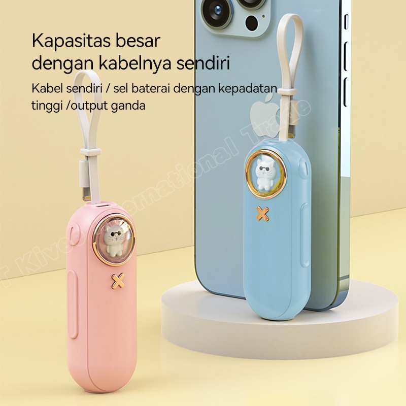 LIMITED (Big Sale)KIVEE Powerbank iphone mini portabel KV-PT172 Blue Lightning Fast charging 5000