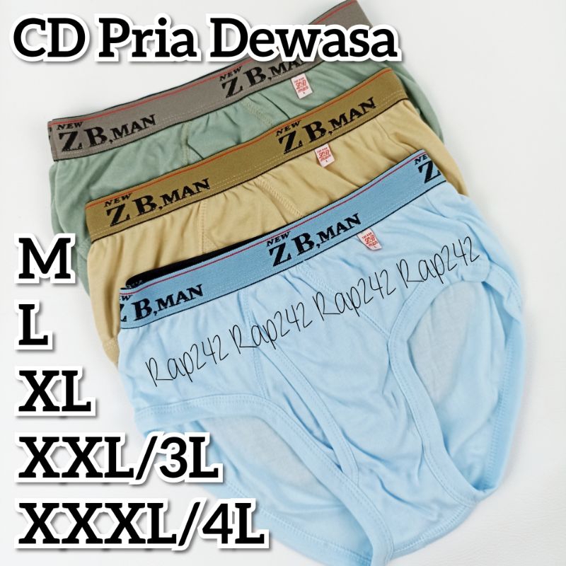CD Celana Dalam Pria Dewasa ZB Man Ukuran M L XL XXL 3L XXXL 4L ZBMan KB Karet Boxer Brief Dalaman C