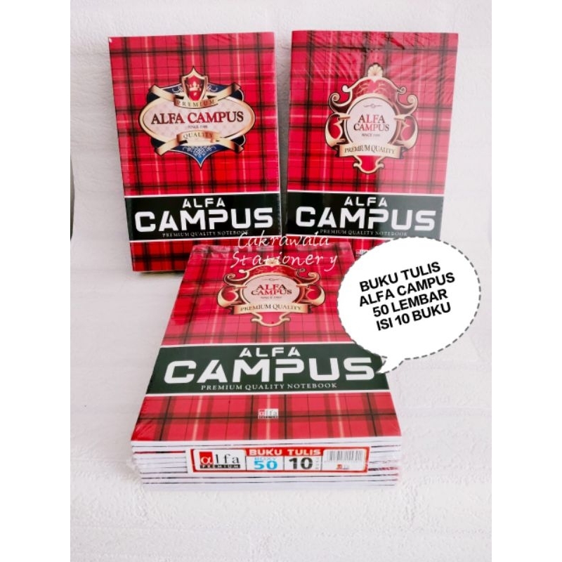 

BUKU TULIS ALFA CAMPUS 50 LEMBAR / 36 LEMBAR /BOXY ALFA CAMPUS ( B5 )
