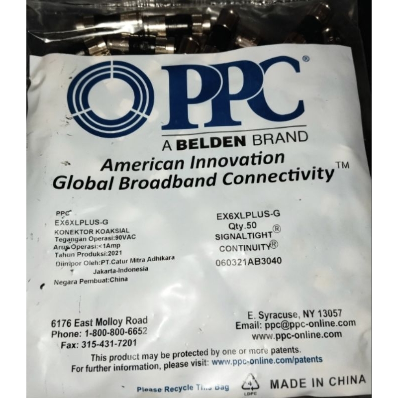 KONEKTOR F PRESS INDOOR RG6 BELDEN (ISI 50 PCS)