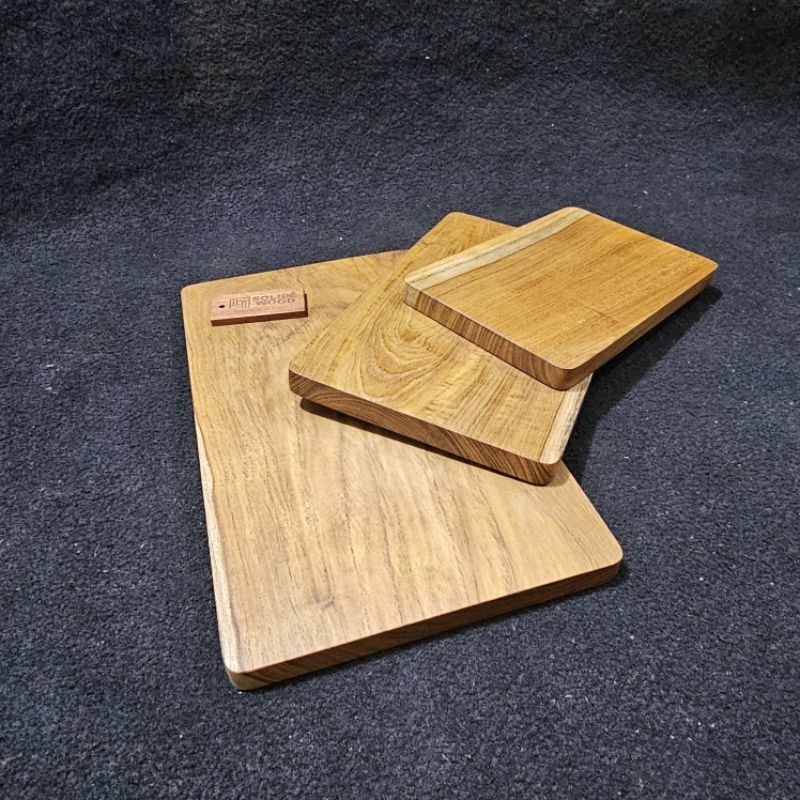 Square cutting board Talenan kayu JATI solid utuh tanpa sambungan alas potong telenan 30cm 25cm 20cm
