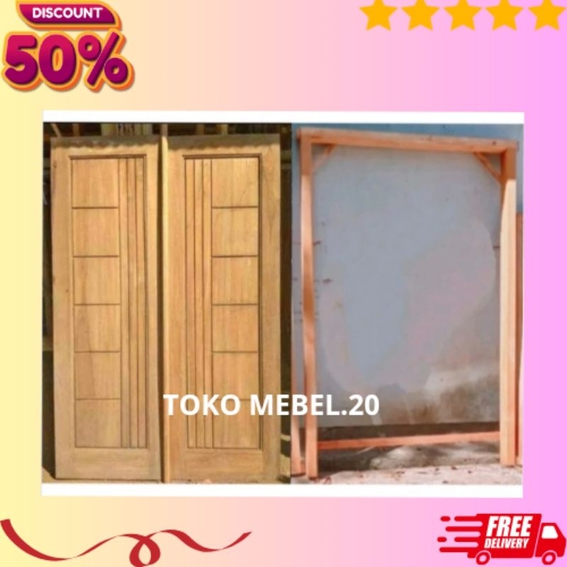 Redy Stok Pintu Tarung Kupu Kupu Minimalis Pintu Depan Kayu Mahoni