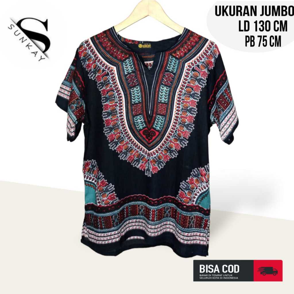 Baju Kaos Dashiki Pria Wanita Ukuran Jumbo Ld 130 Bahan Katun Kaos Dashiki Jumbo