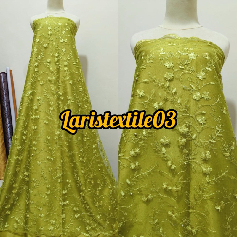 KAIN TILE AKAR MUTIARA GLITER / TILE AKAR BROKAT GLITER  MUTIARA / BAHAN KEBAYA HARGA PERSETENGAH ME