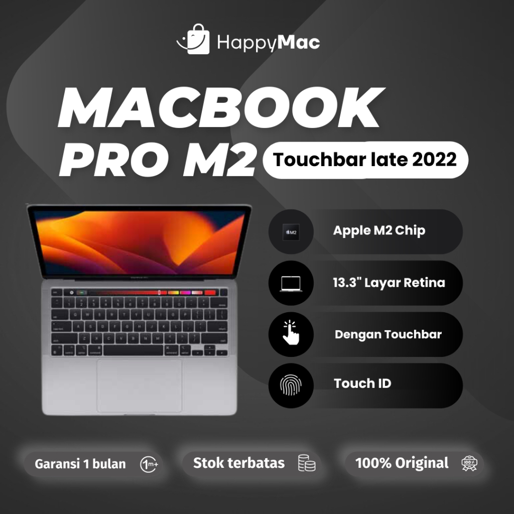 Macbook Pro M2 Chip 13 Inch 256gb 512gb Second Original Bergaransi Space Grey Silver