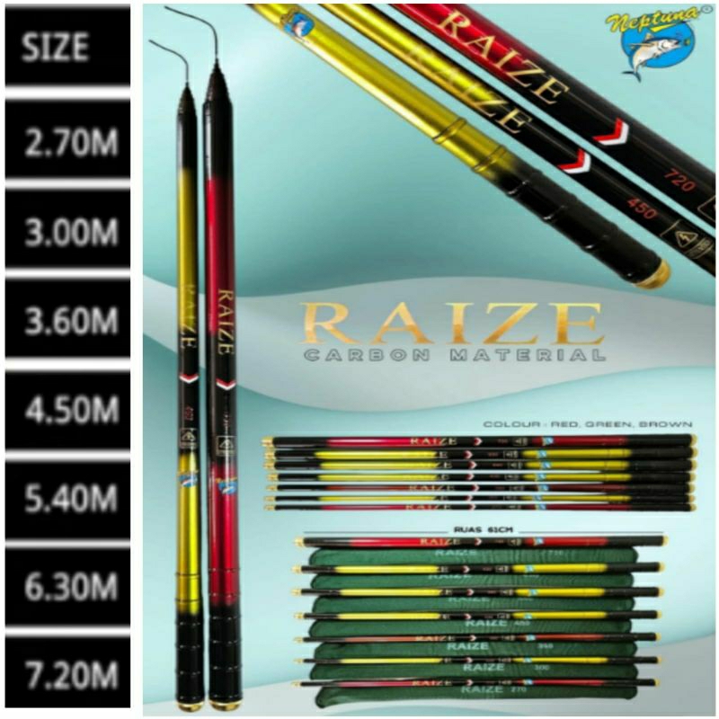 TEGEK CARBON ROS PANJANG 63 CM RAIZE NEPTUNE