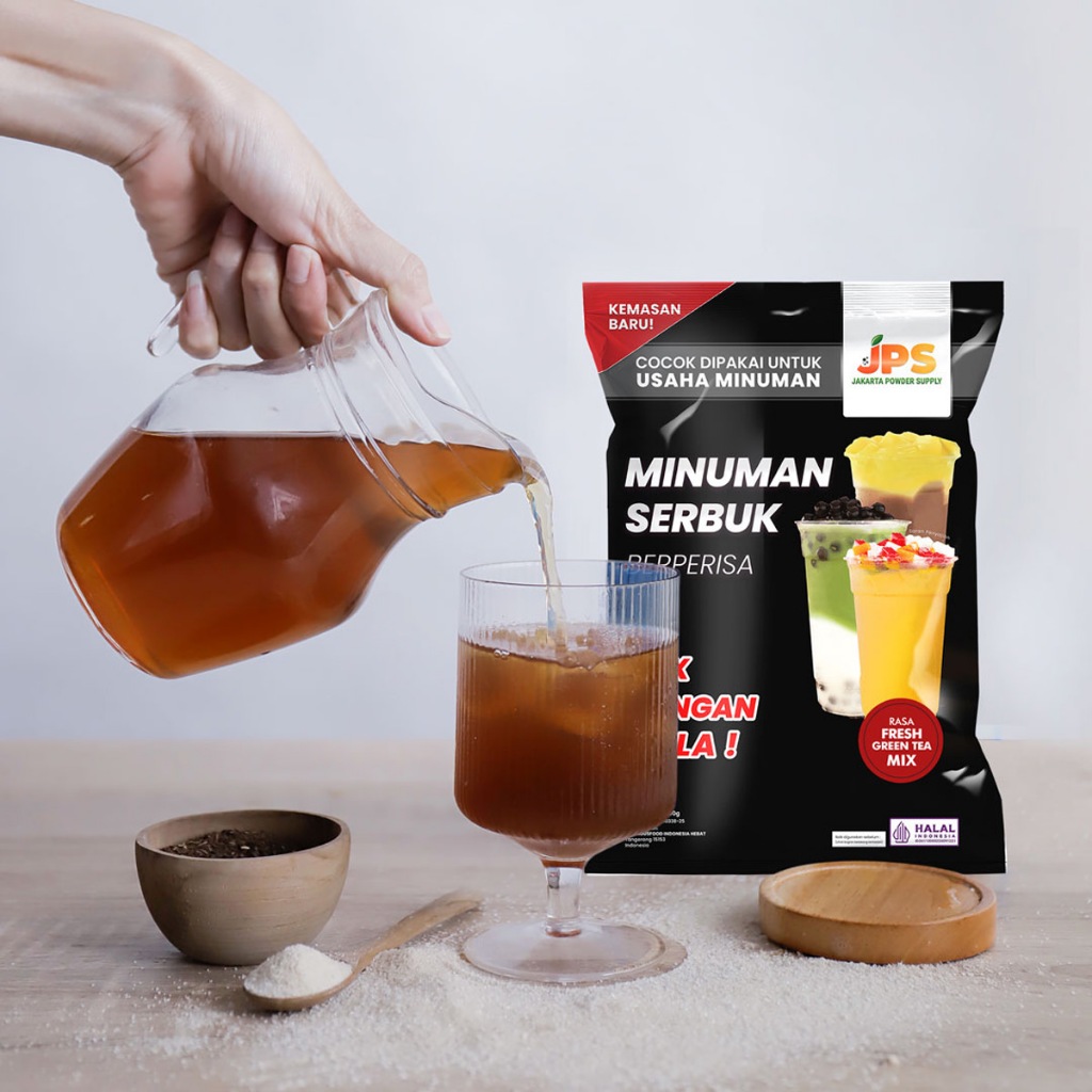 

JPS Mix Fresh Green Tea 1 kg Bubuk Minuman Dengan Gula / Serbuk Instan Berperisa Teh Hijau