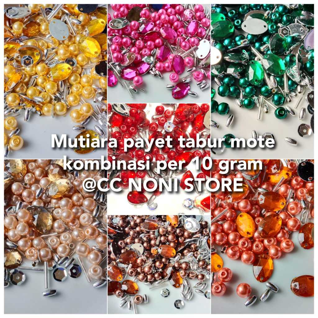 manik mote mutiara berat sintetis payet jahit mix kombinasi per 10 gram