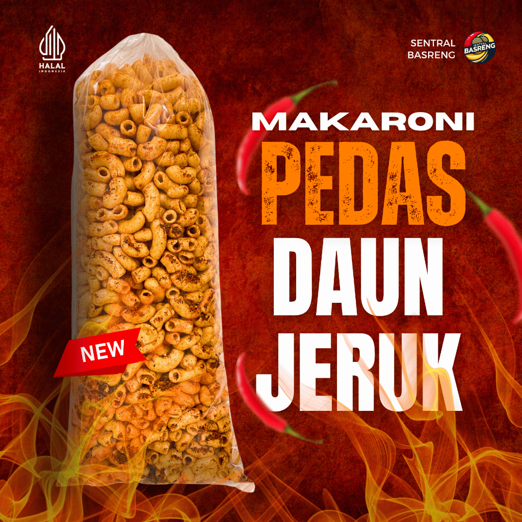 

1 KG - SENTRAL BASRENG MAKARONI GULING PEDAS DAUN JERUK