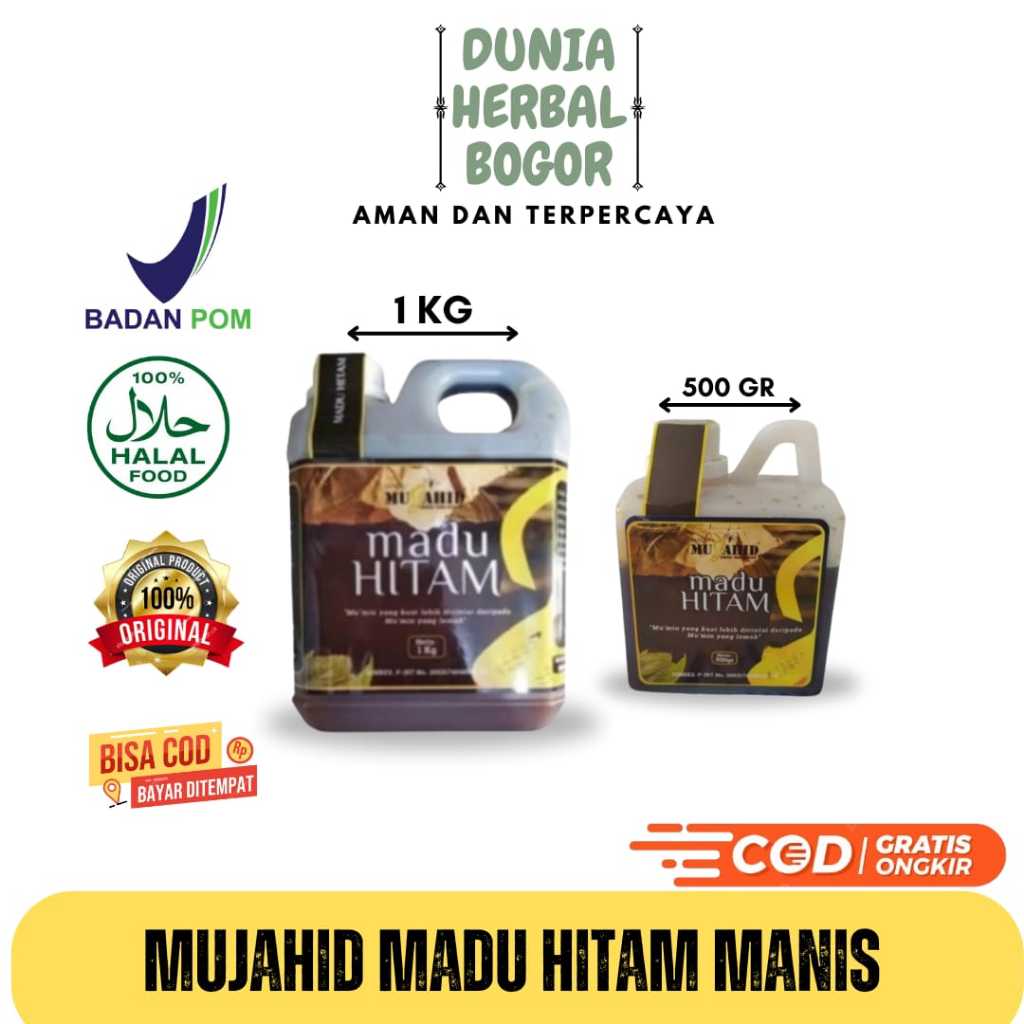 

Madu Hitam Manis Mujahid 500gram | 1kg | Madu Kesehatan Tubuh | Madu Mujahid Hitam Manis