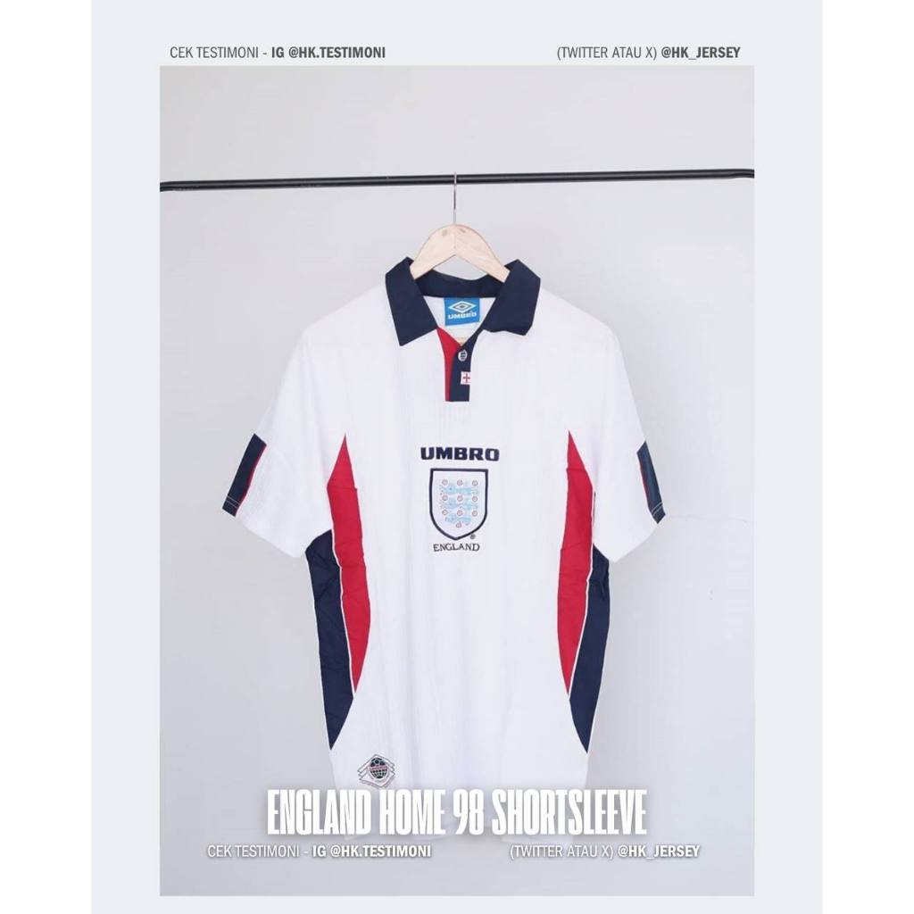 SEBUAH JERSEY INGGRIS/ENGLAND 1998 HOME VINTAGE/RETRO