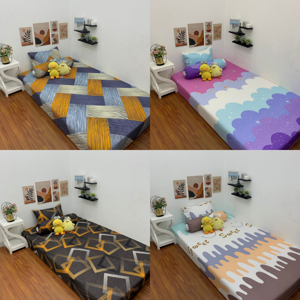 SPREI HOMEMADE MOTIF ABSTRAK KOTAK KOTAK / MOTIF BISCUIT RAINBOW PINK UKURAN 120 160 180 x 200