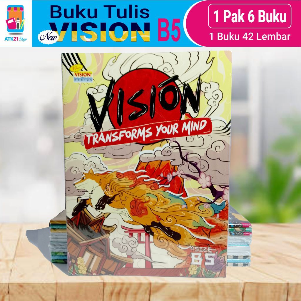 

VISION - Buku Tulis 42 Lembar Cover Random Ukuran B5 25x18 - Pack (6 Buku)