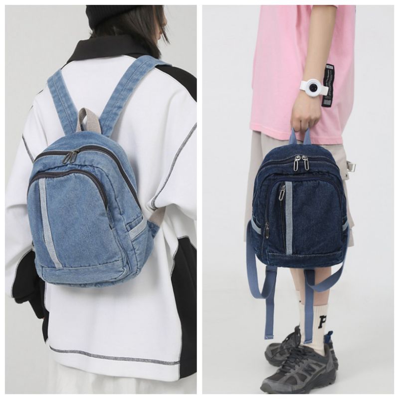 Ransel Mini Denim Backpack Ladies Tas Jeans Wanita Fashion Remaja Cewek Rj204