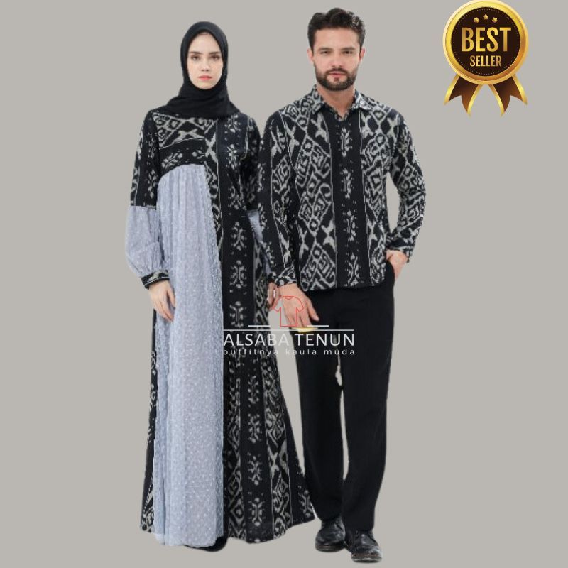 gamis songket baju couple tenun etnik kondangan etnik pasangan set baju seragam pesta keluaraga  cou