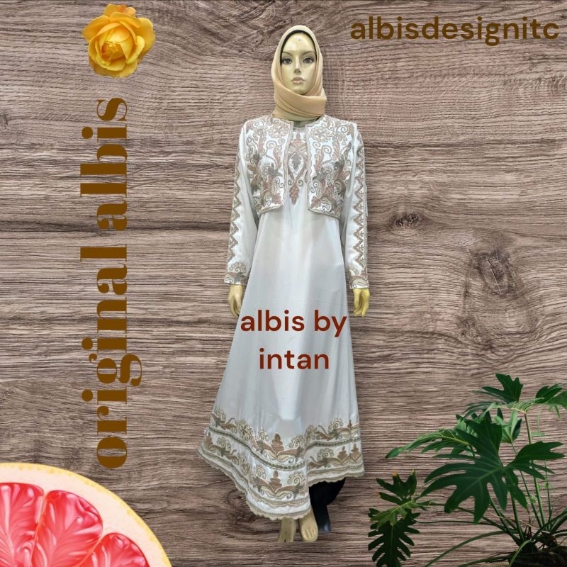 Gamis Albis putih BW Bordir Timbul