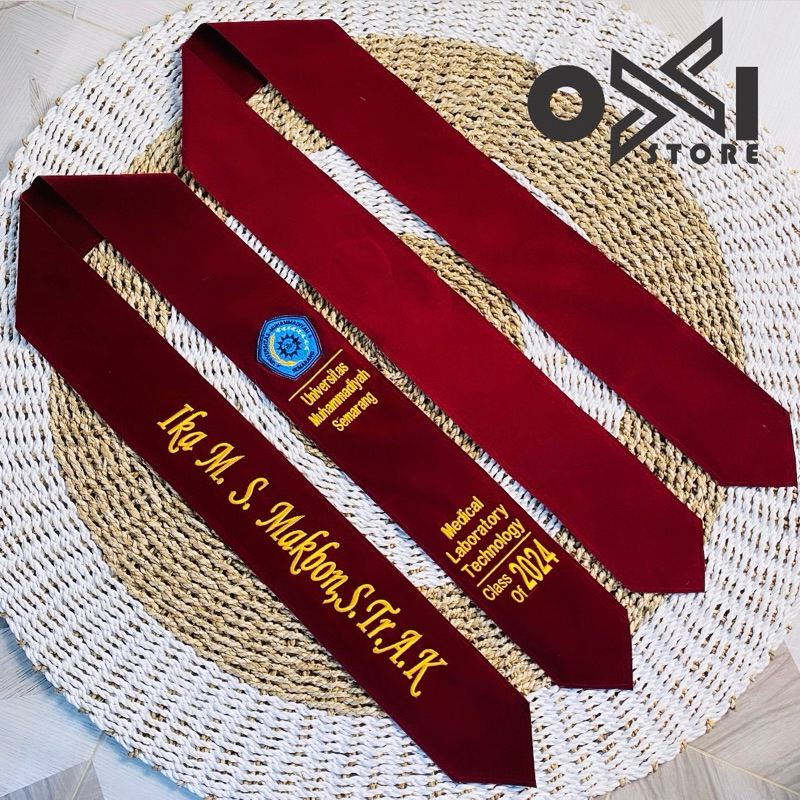 (KAIN 2 LAPIS) Selempang wisuda | Selempang leher | Kado wisuda | Selempang wisuda Makassar / selemp