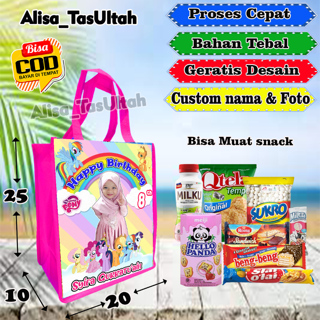 

tas ultah custom karakter / tas ulang tahun anak / tas ultah anak / tas jinjing