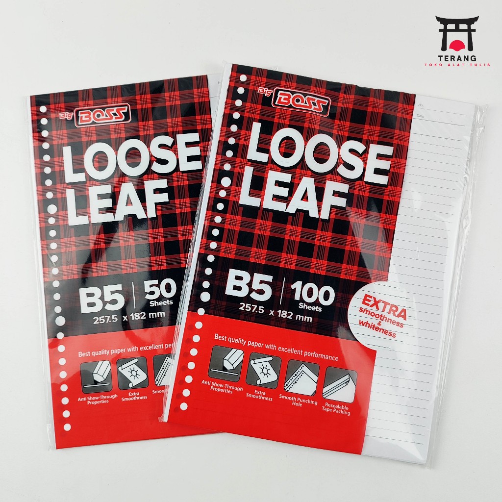 

100 Lembar BigBoss Loose Leaf Kertas Halaman Lepas Bergaris B5 File Binder