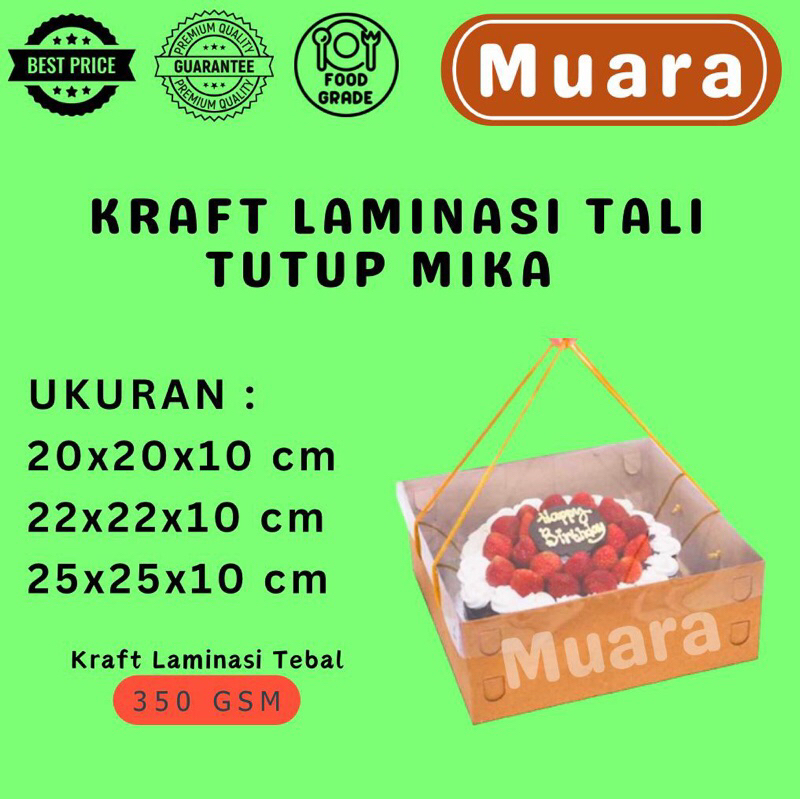 

[10PCS] Dos KRAFT LAMINASI TALI TUTUP MIKA Tinggi 10Cm / Kardus Kotak Box Hampers Souvenir Kue Cake Tart