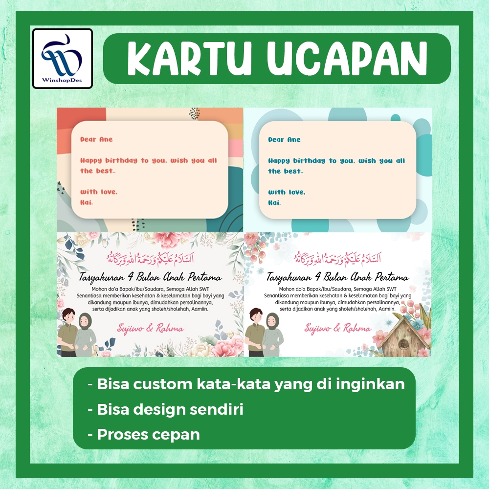 KARTU UCAPAN / GREETING CARD CUSTOM MURAH MERIAH / KARTU UCAPAN Tasyakuran (VARIASI 2)