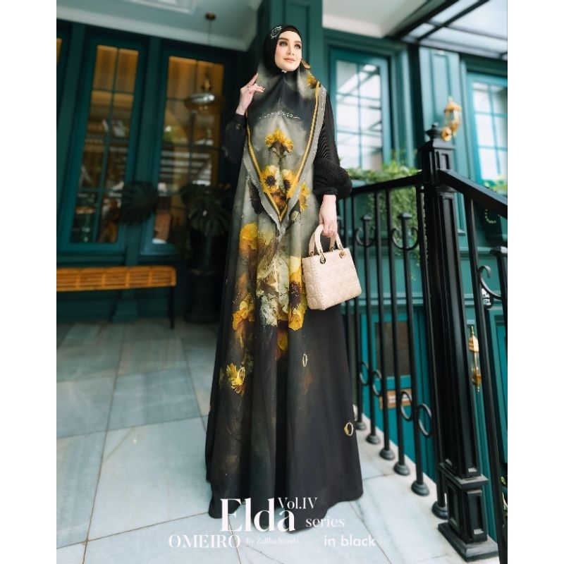 SET GAMIS HALIZA SYAR'I RHANI SPORTY HITAM OLIVE YELLOW PURPLE YELLOW BERGO HALIZZA ORI GAYE BUNGA P