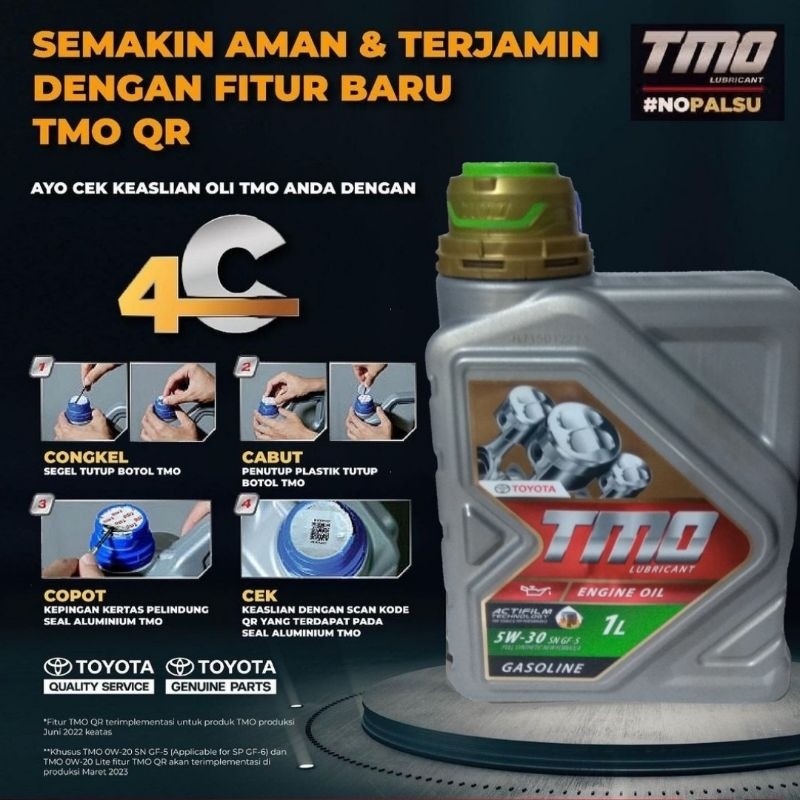 Oli Mobil Toyota Bensin TMO 5W-30 Full Synthetic 1Liter Original