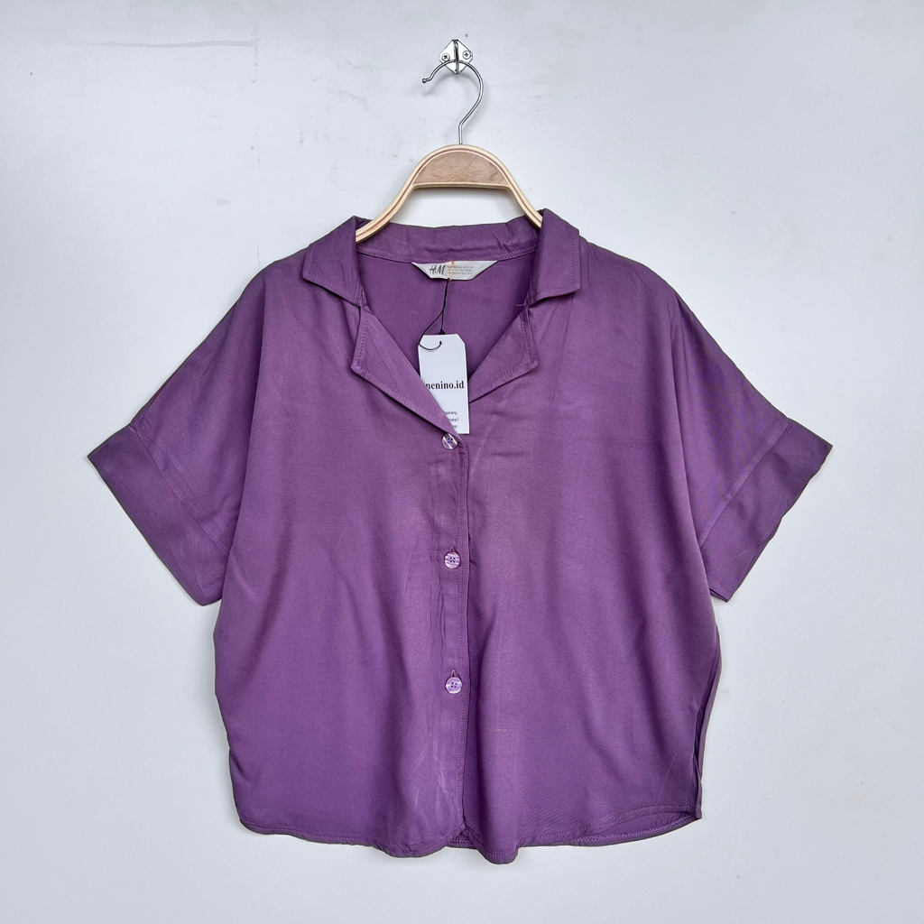 Kemeja Lengan Pendek Wanita Crop |  Kemeja Basic