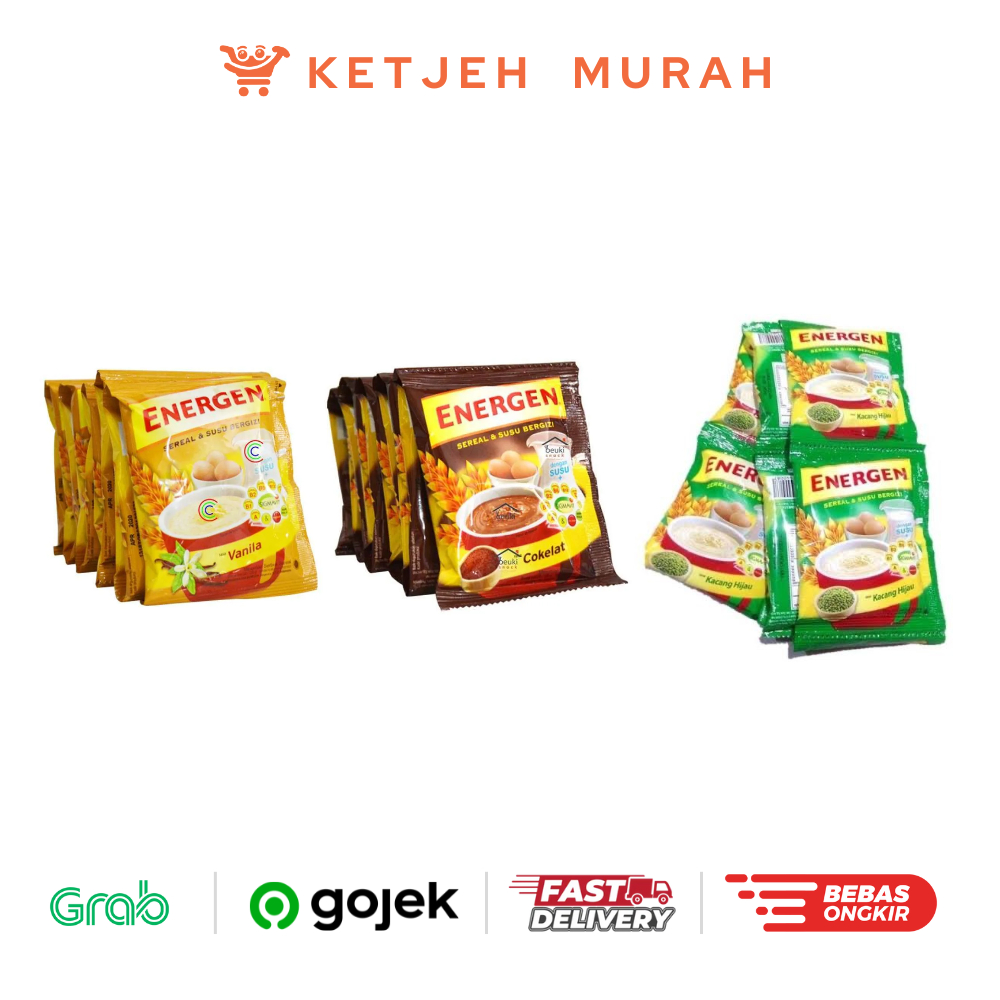 

Energen Coklat / Vanila / Kacang Hijau 30 Gram 1 Renteng isi 10 Sachet