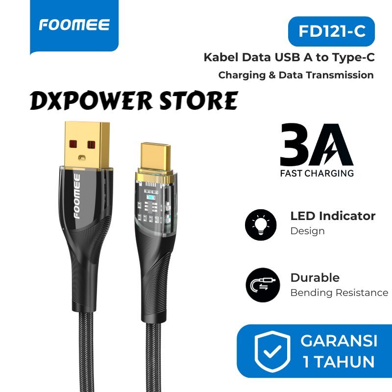 Kabel data TYPE-C/LIGHTNING USB data Cas Hp Cable Fast Charging FOOMEE FD121-C/FD121-L  KABEL DATA T